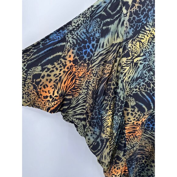 C&A Cocoon Cardigan Women One Size Dolman Sleeve Animal Print Green Blue Orange - Picture 8 of 10